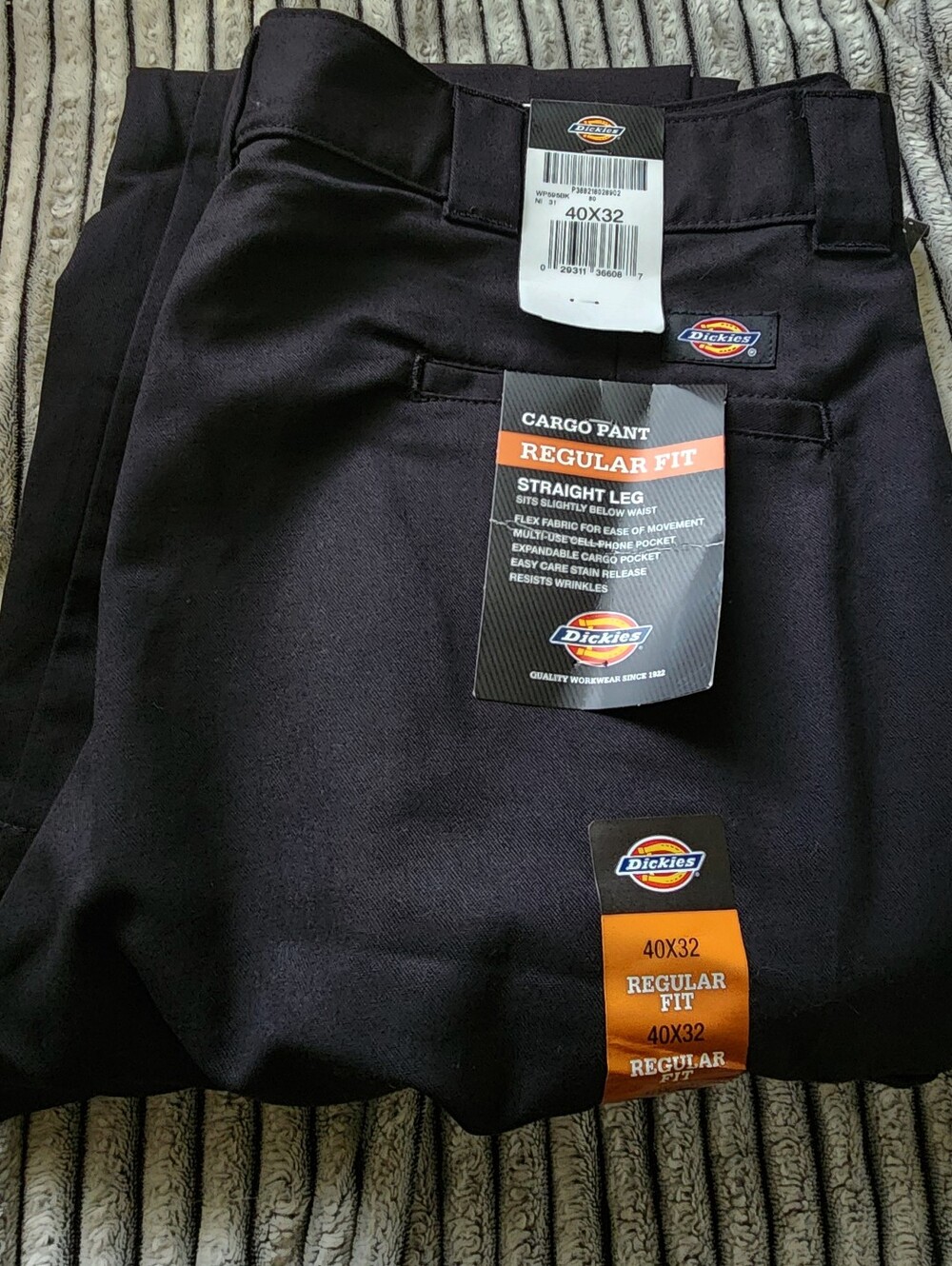Dickies NEW FLEX Men Cargo Pants Regular Fit Straight Leg Flat Front Black 40x32